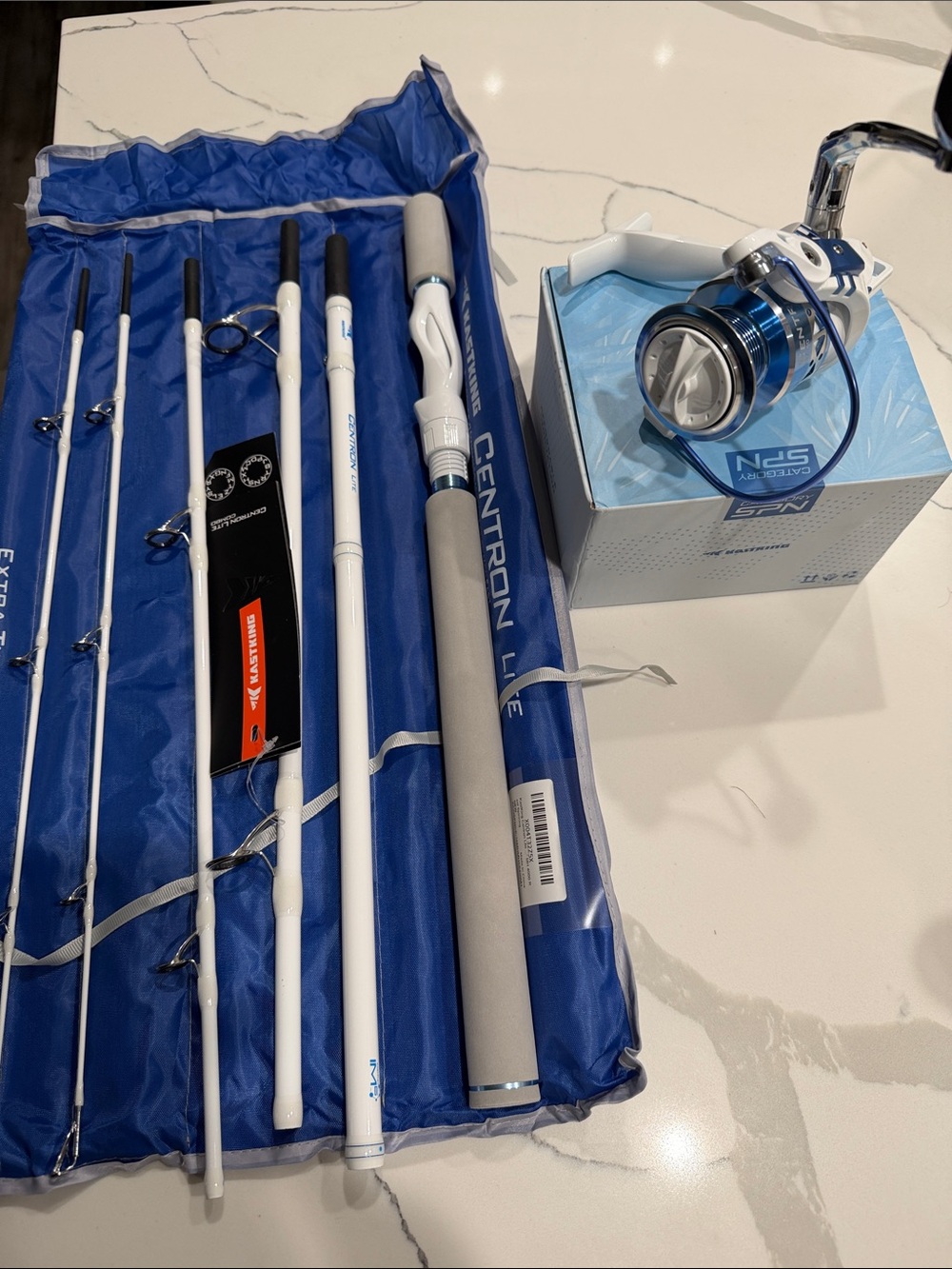 Centron LX Blue & White Fishing Rod and Reel Set travel